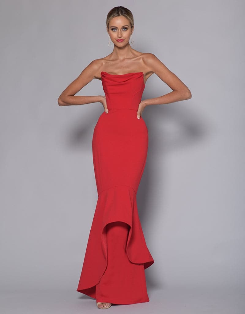 bariano strapless column gown