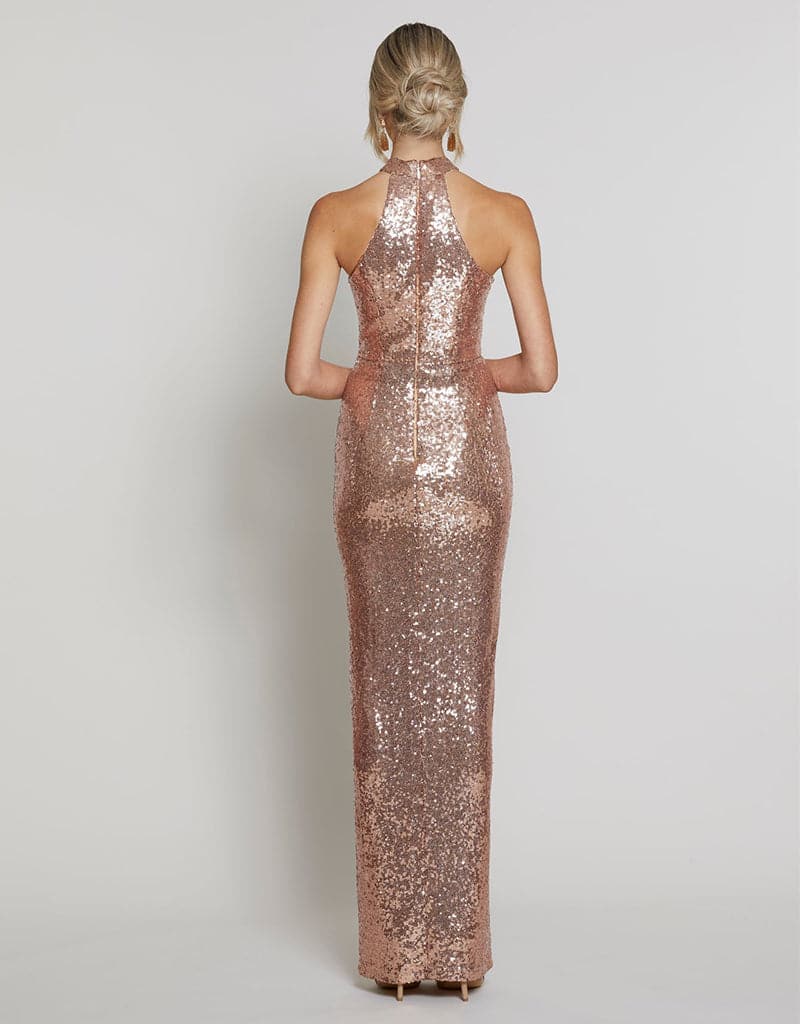 bariano rose gold dress