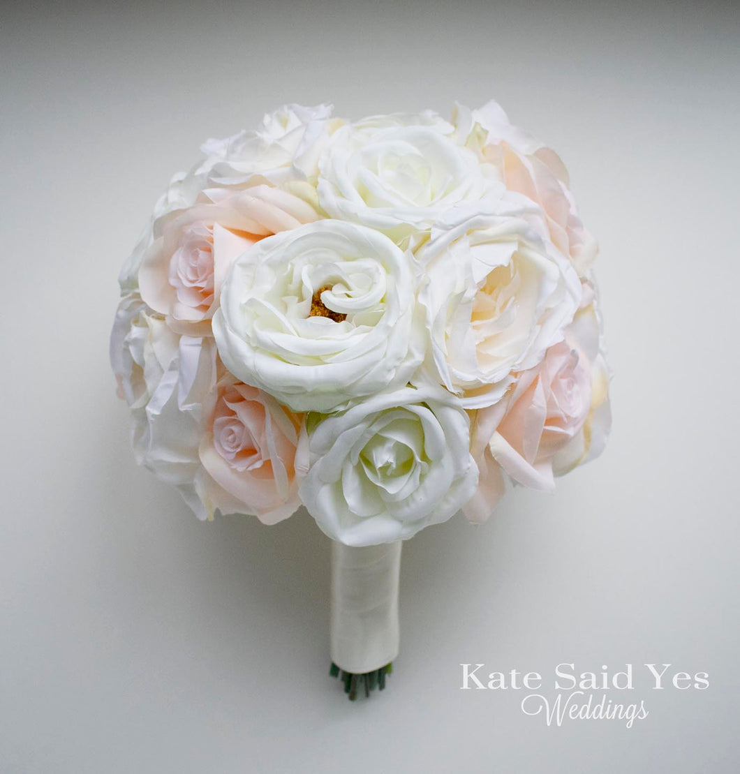 Blush Ivory And Champagne Rose Silk Wedding Bouquet, Silk Wedding Flow –  Kate Said Yes Weddings