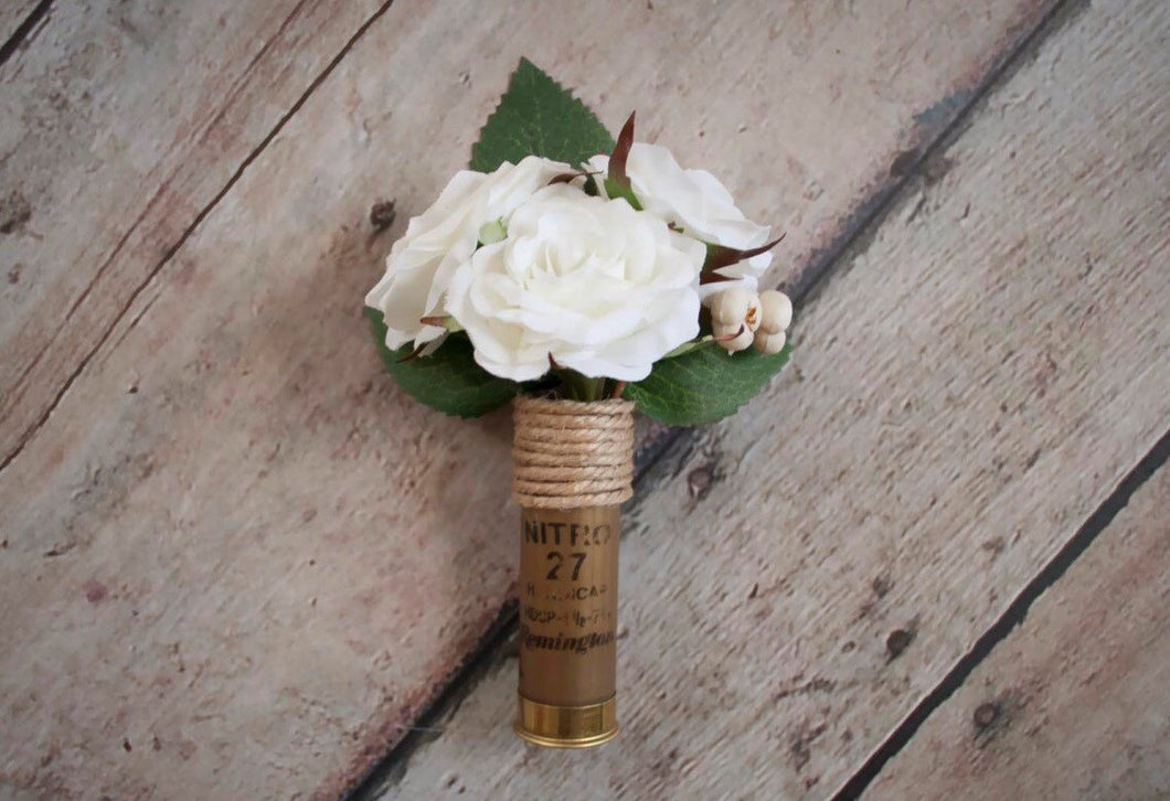 Rustic Ivory Rose Wedding Shell Boutonniere Kate Said Yes Weddings