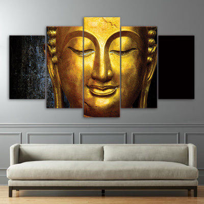 Limited Edition 5 Piece Golden Buddha Canvas