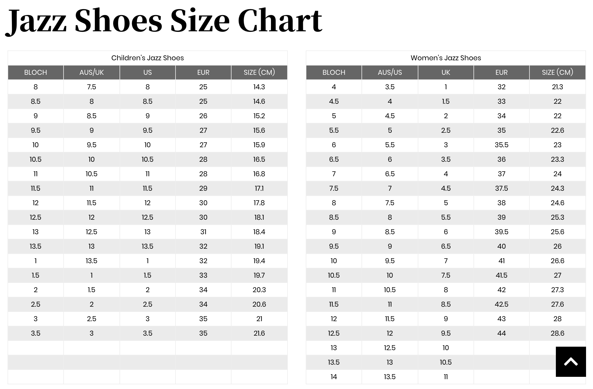 Bloch Jazz Shoe Size Chart ubicaciondepersonas.cdmx.gob.mx