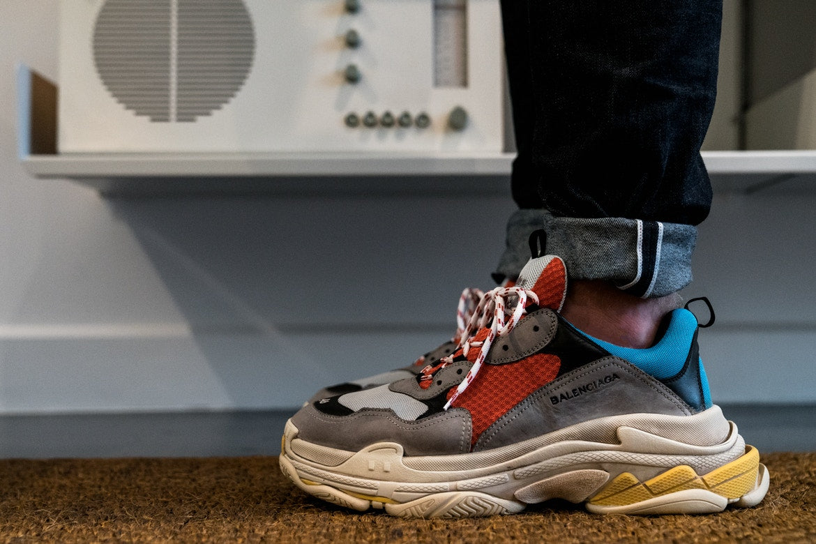 Balenciaga Leather Triple S Mesh Sneaker in Blue for Men