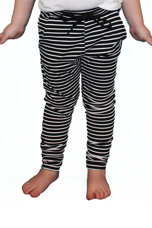 black and white striped joggers