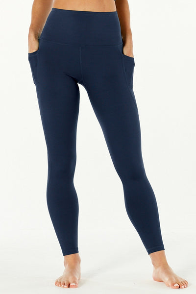 High Waisted Navy Leggings with Double Pockets – Born Nouli