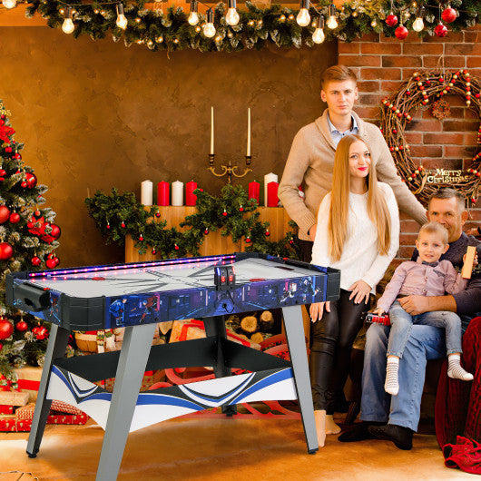 Air Powered Hockey Game Table with 2 Pushers and Pucks-Blue