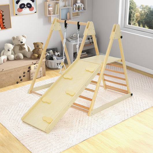 5-in-1 Indoor Jungle Gym Foldable Climber Playset with Fun Slide and Adjustable Swing
