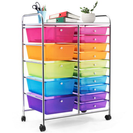 15-Drawer Utility Rolling Organizer Cart Multi-Use Storage-Pink – Aiden's  Corner