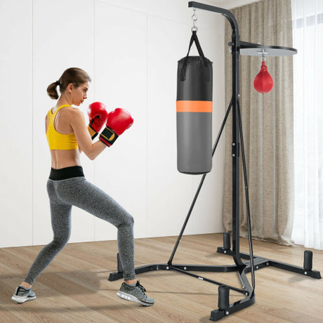 Great Choice Products 56Lbs Filled Punching Bag Set Kickboxing Mma Thai  Training W/Hand Wraps Hanger