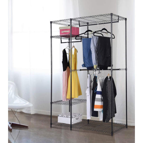 Heavy Duty Clothes Stand Rack with Top Rod and Lower Storage Shelf –  Aiden's Corner
