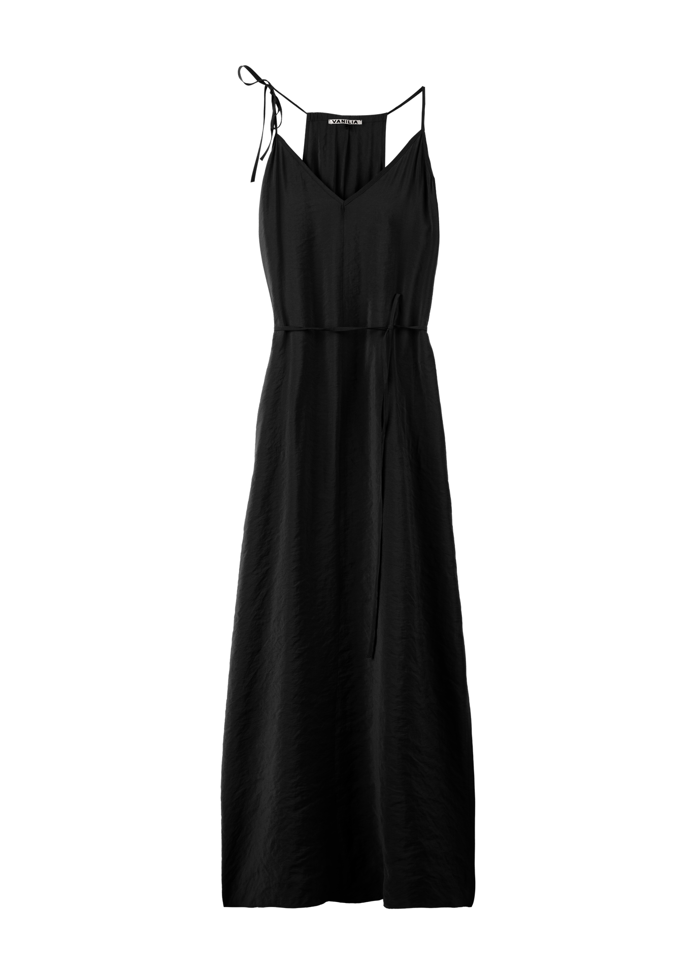 Vanilia Maxi-jurk met strikbandjes zwart