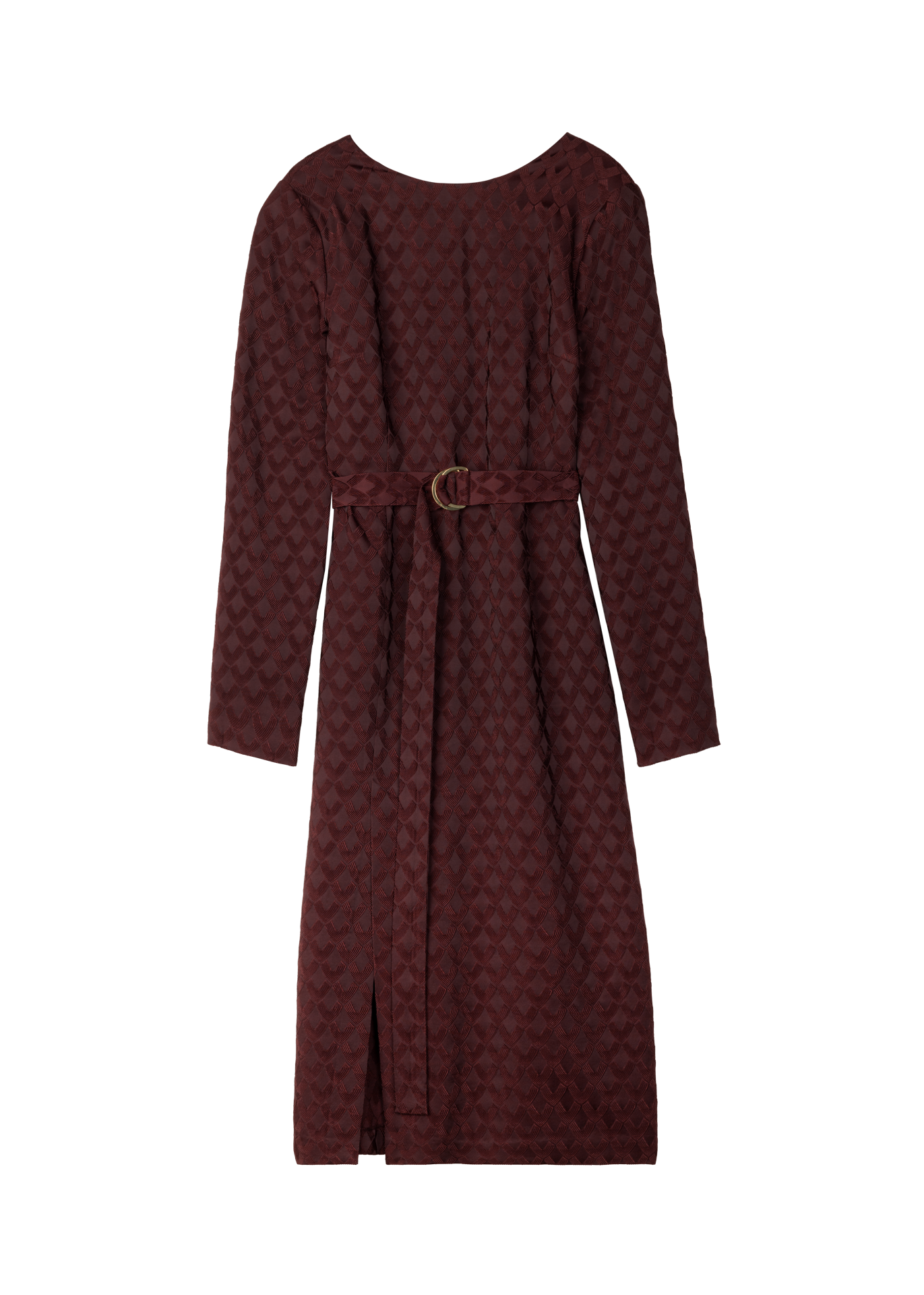 Vanilia Viscose jacquard jurk met v print brown syrah