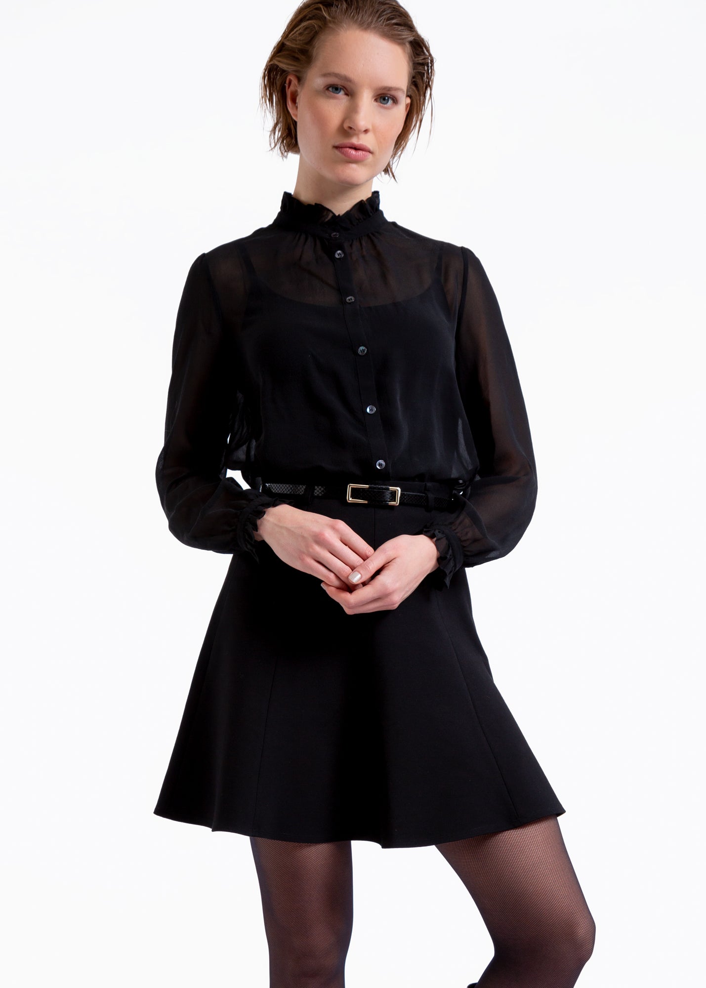 Verbazingwekkend Zwart Transparante blouse met ruches | Bestel bij Vanilia.com YH-32