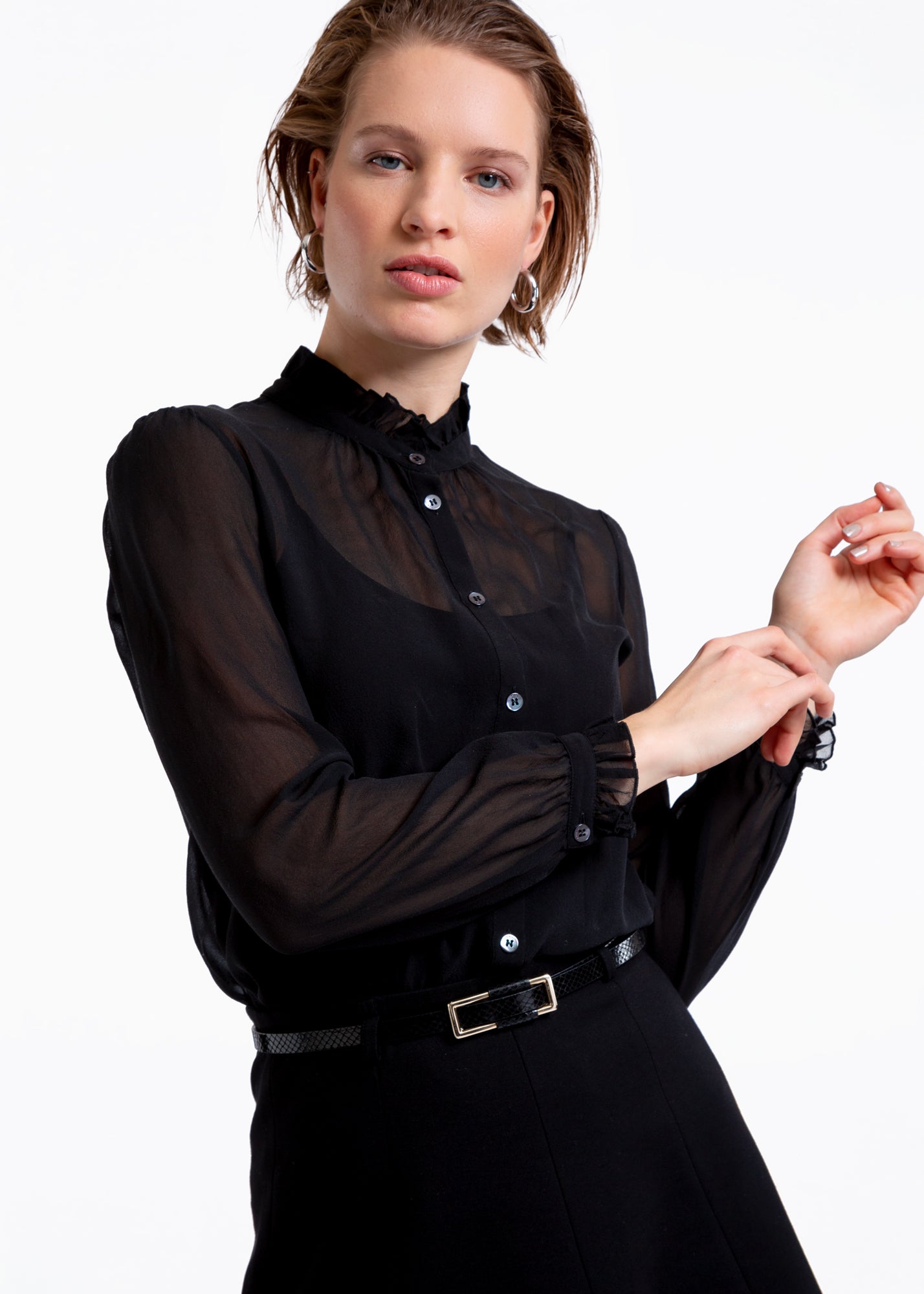 Wonderlijk Zwart Transparante blouse met ruches | Bestel bij Vanilia.com CO-36