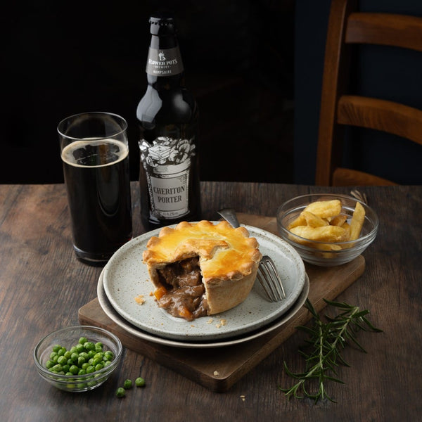 Mud Steak and ale pie with Flower pots porter