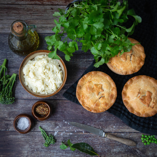 Buttery mash potato with pies