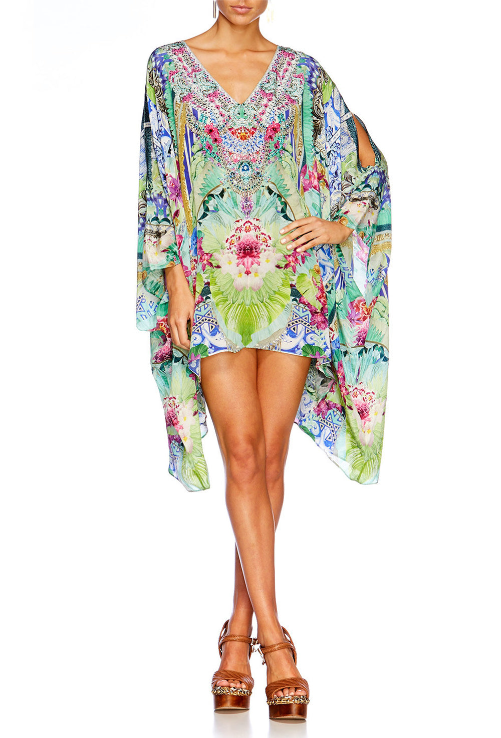 Bahia Bliss Silk Split Front Short Kaftan Camilla 