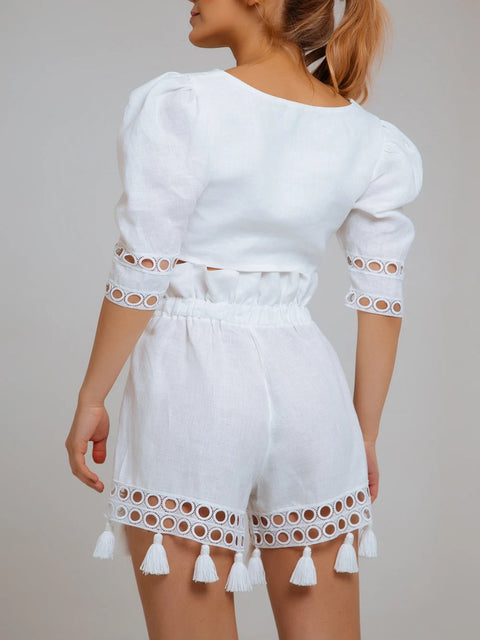 white linen co ord set