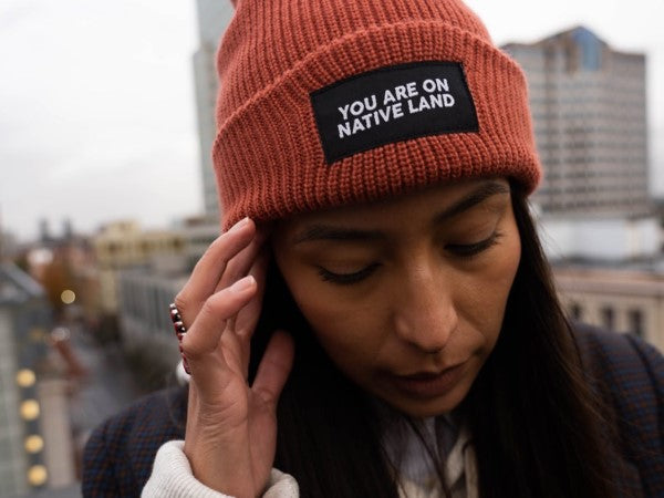 You Are On Native Land Beanie by Urban Native Era | Thread Spun Gift Guide