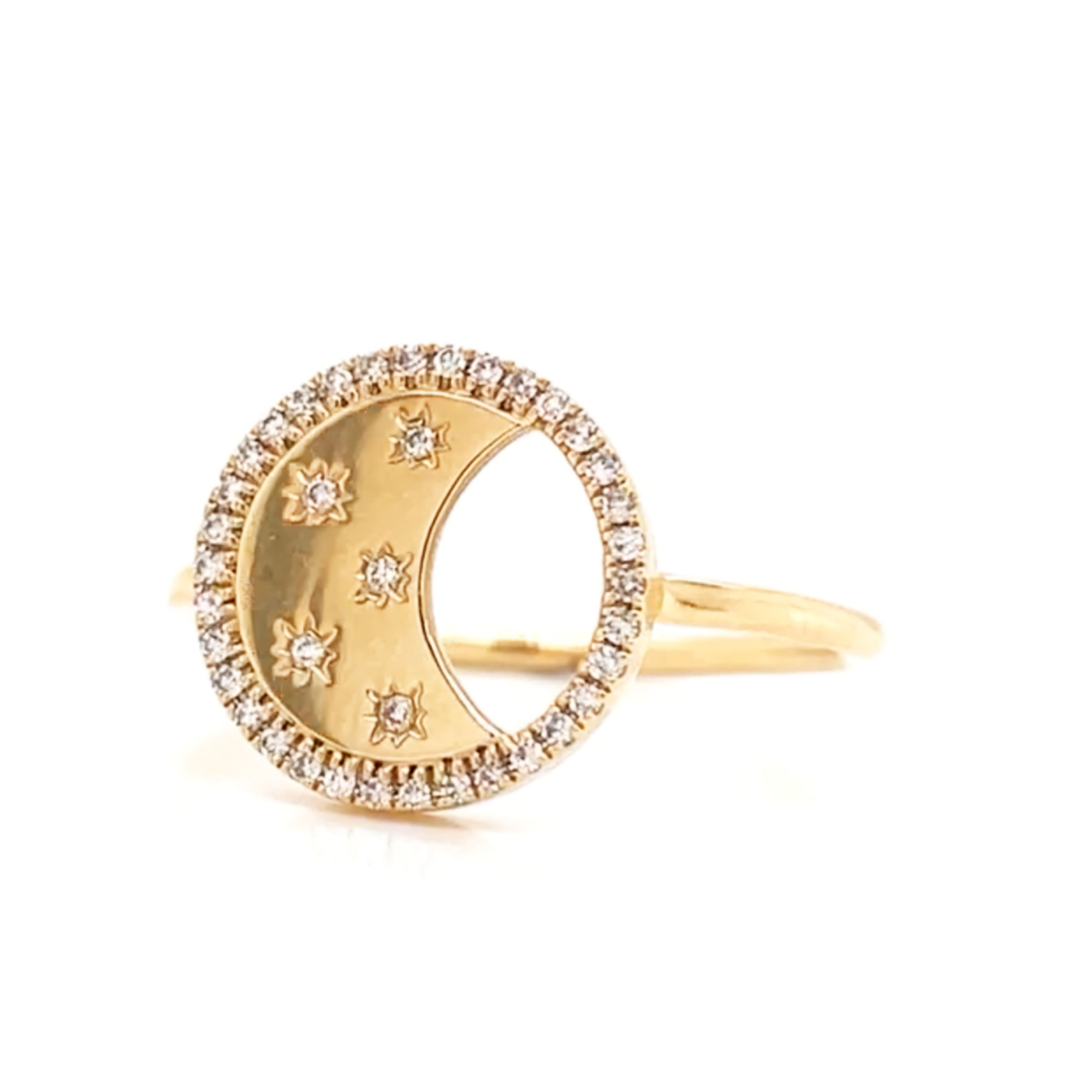 Moon & Constellation Diamond Disk Ring