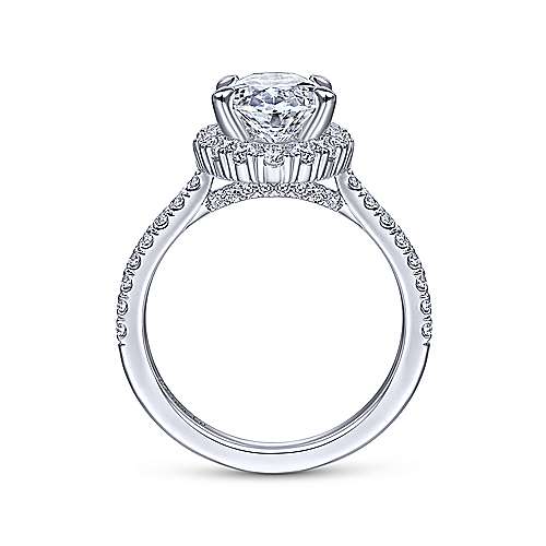 Oval Accent Halo Diamond Engagement Ring
