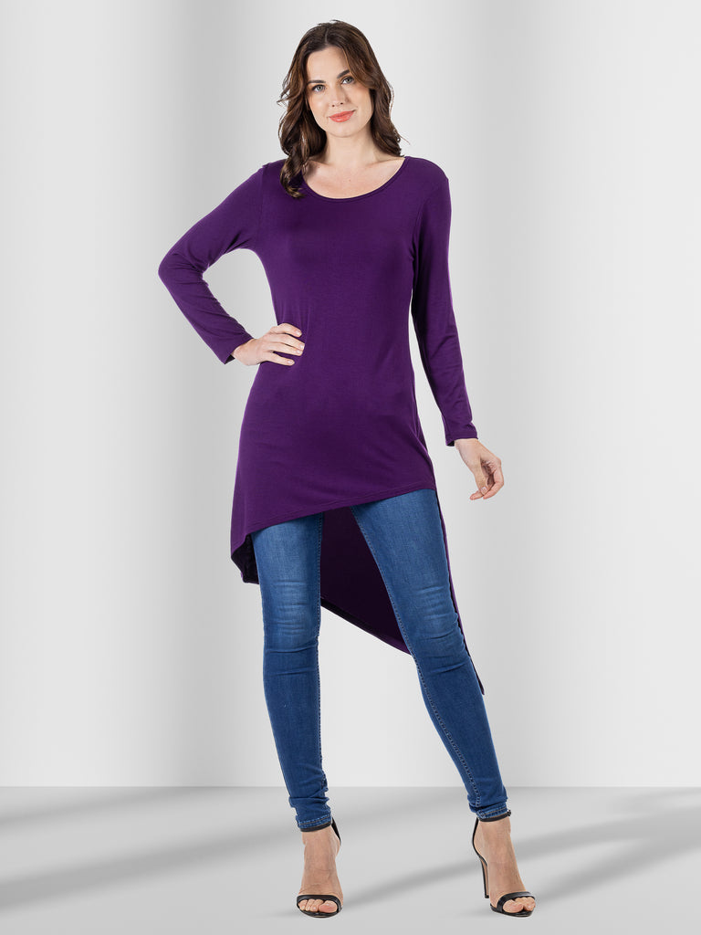 Long Sleeve Knee Length Asymmetrical Plus Size Tunic Top – 24seven Comfort  Apparel