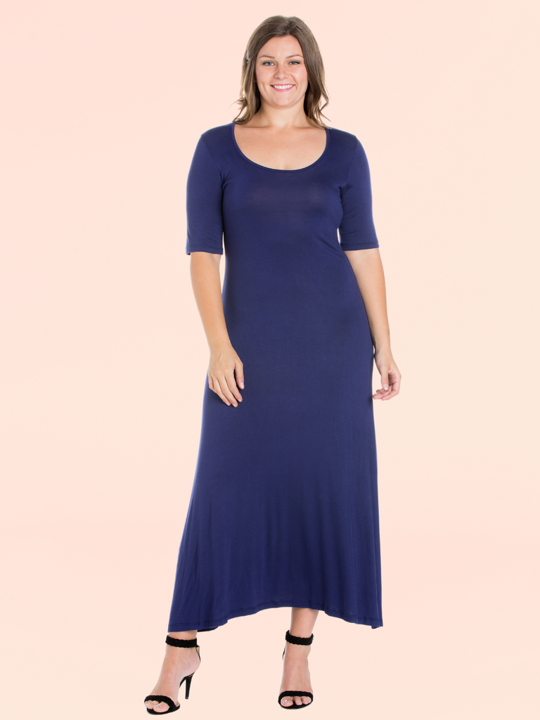 24seven Comfort Apparel Casual Maternity Maxi Dress With Sleeves, M011680  MADE IN THE USA 