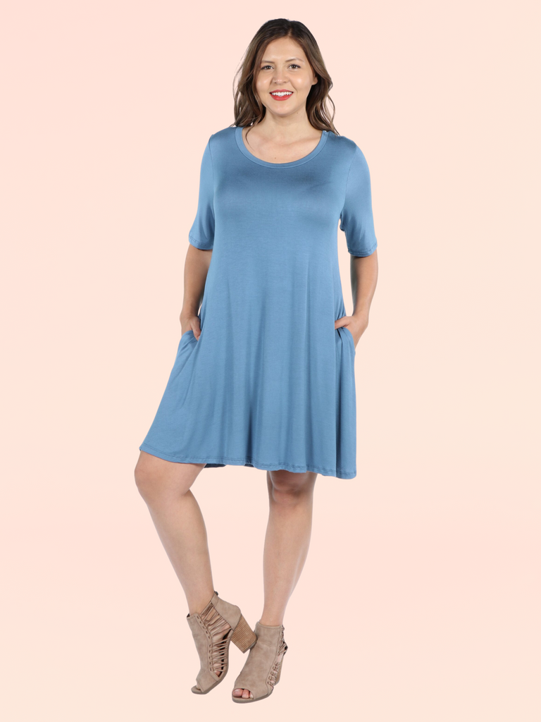 24seven Comfort Apparel Knee Length Plus Size Strapless Mini Dress