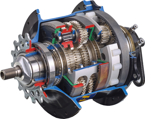 Cutaway of Rohloff hub so you can see inside mechanics