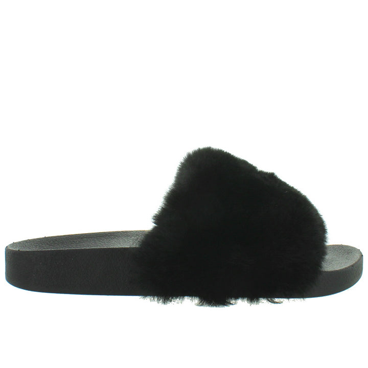 steve madden fur slide sandals