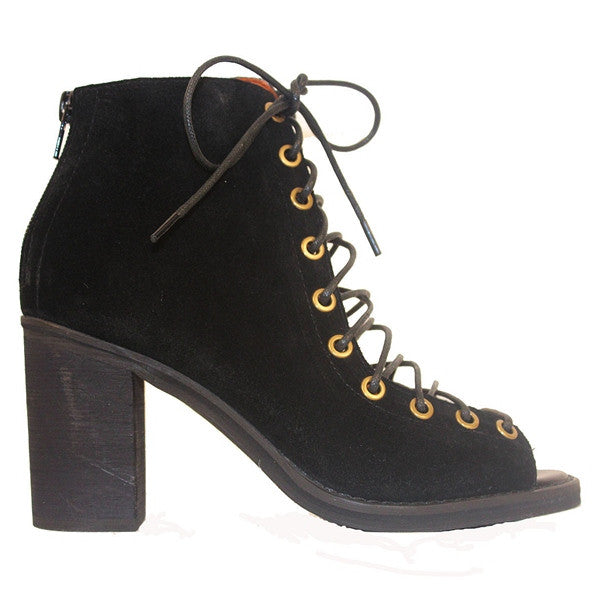 Jeffrey Campbell Cors - Black Suede Corset Bootie