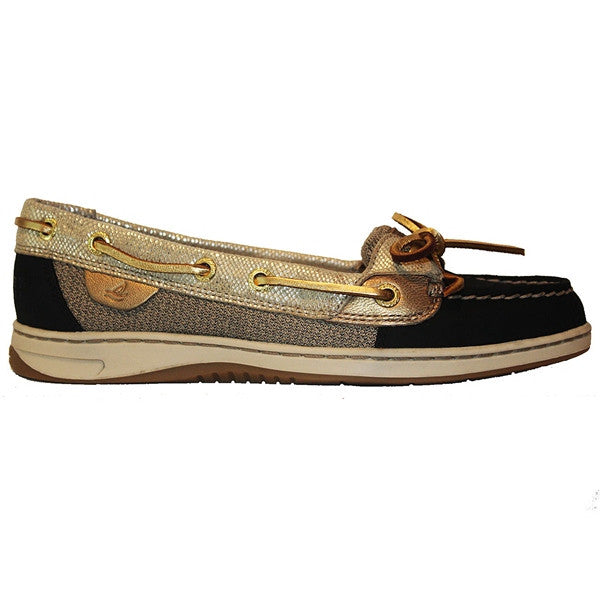 black and gold sperry top sider