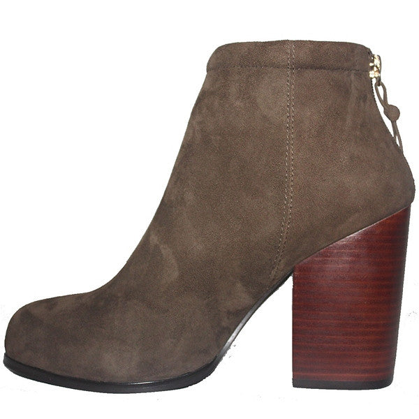 Kixters Zaza - Taupe Suede Back Zip Block Heel Short Boot – Kixters.com