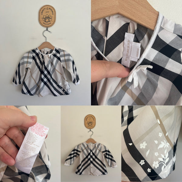 Burberry l/s tartan/print blouse Sz 6m as new