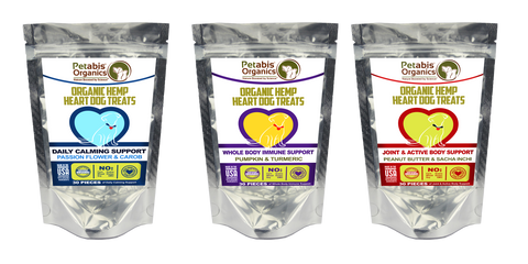 Petabis Organics Hemp Heart Snacks for dogs canine hemp heart treats dog hemp hearts