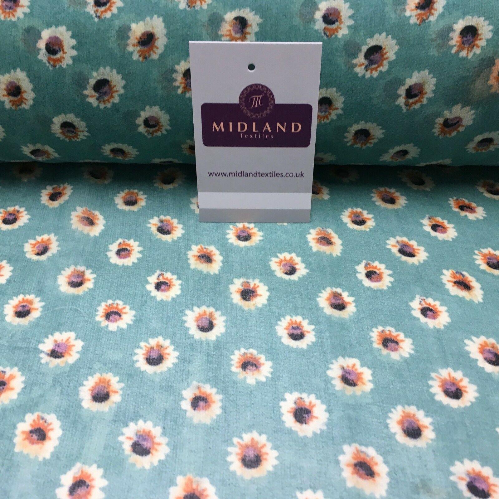 flise jeans FALSK Aqua Green Floral Printed Crepe chiffon Dress Fabric 150 cm Wide MK119 -  Midland Textiles