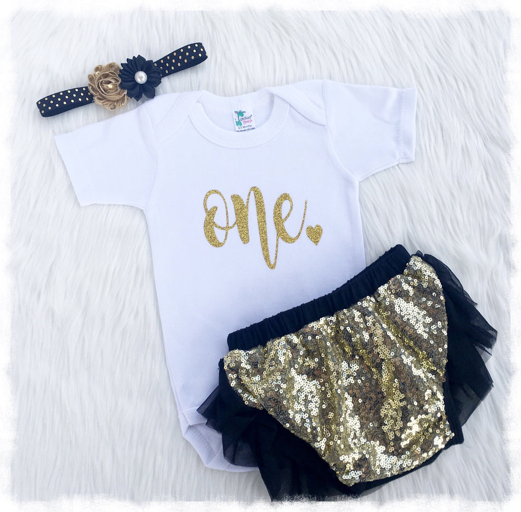 baby girl black and gold outfit