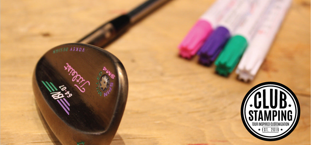 Paint filled wedge with Club Stamping Logo