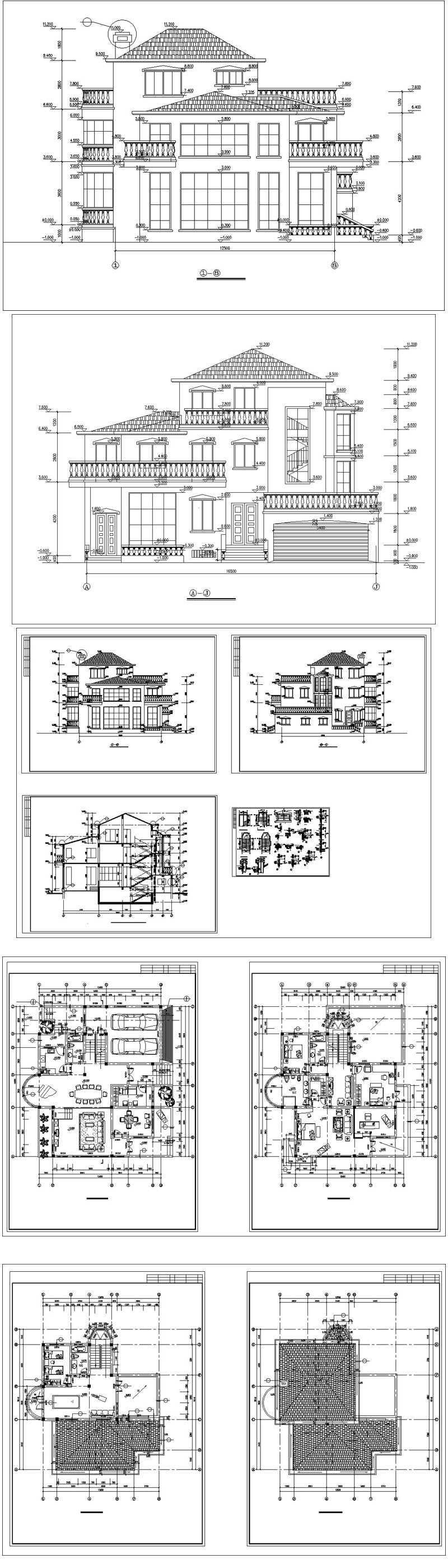 ★【Villa CAD Design,Details Project V.12】Chateau,Manor,Mansion,Villa@Autocad Blocks,Drawings,CAD Details,Elevation