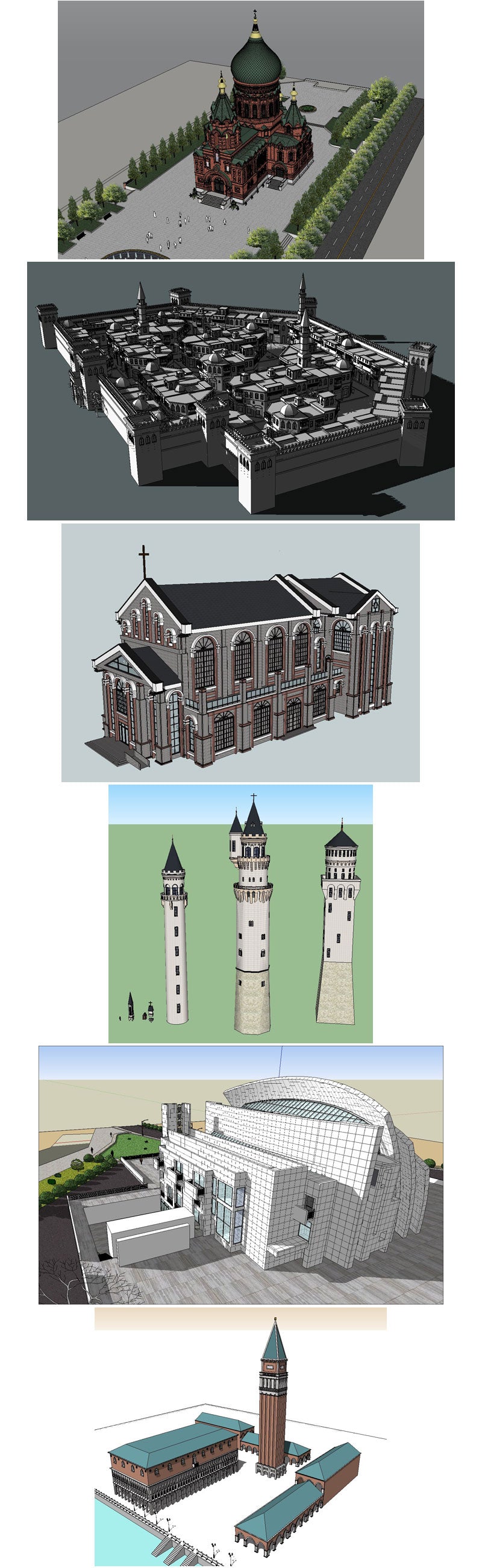 European Castle & Church 3D Models-Sketchup 3D Models(Best Recommanded!!)