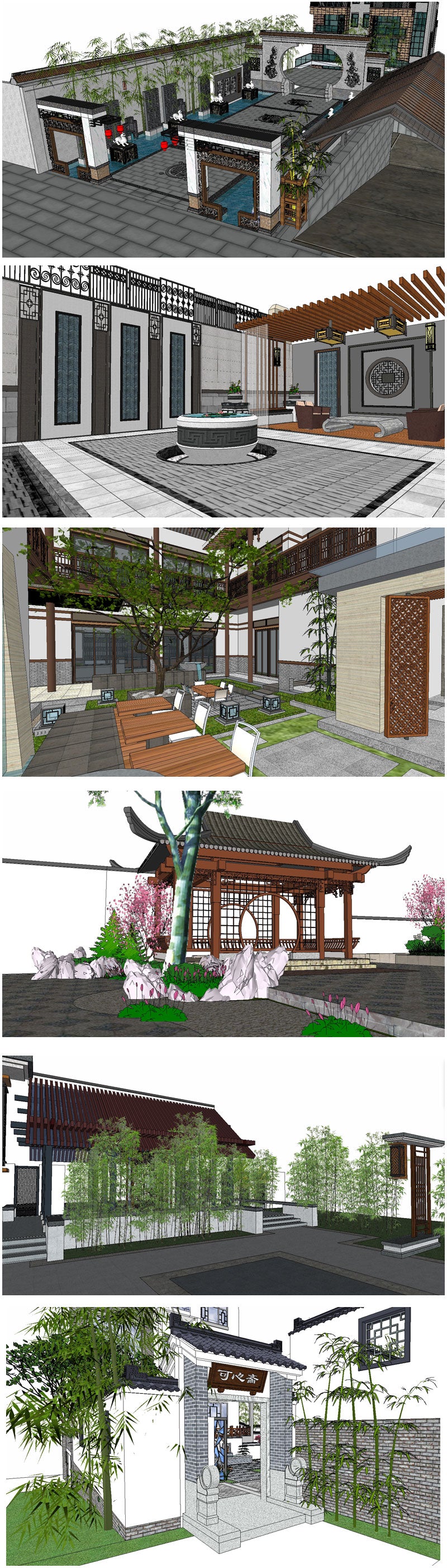 💎【Sketchup Architecture 3D Projects】12 Types of Chinese Garden Sketchup 3D Models