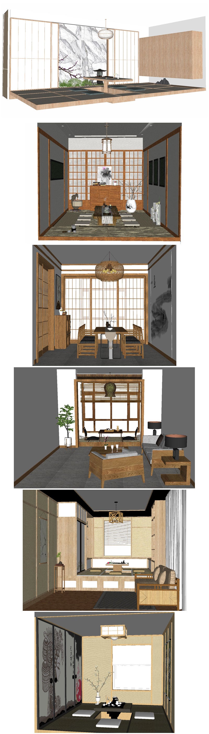 💎【Sketchup Architecture 3D Projects】12 Types of Japanese style tea room Sketchup 3D Models