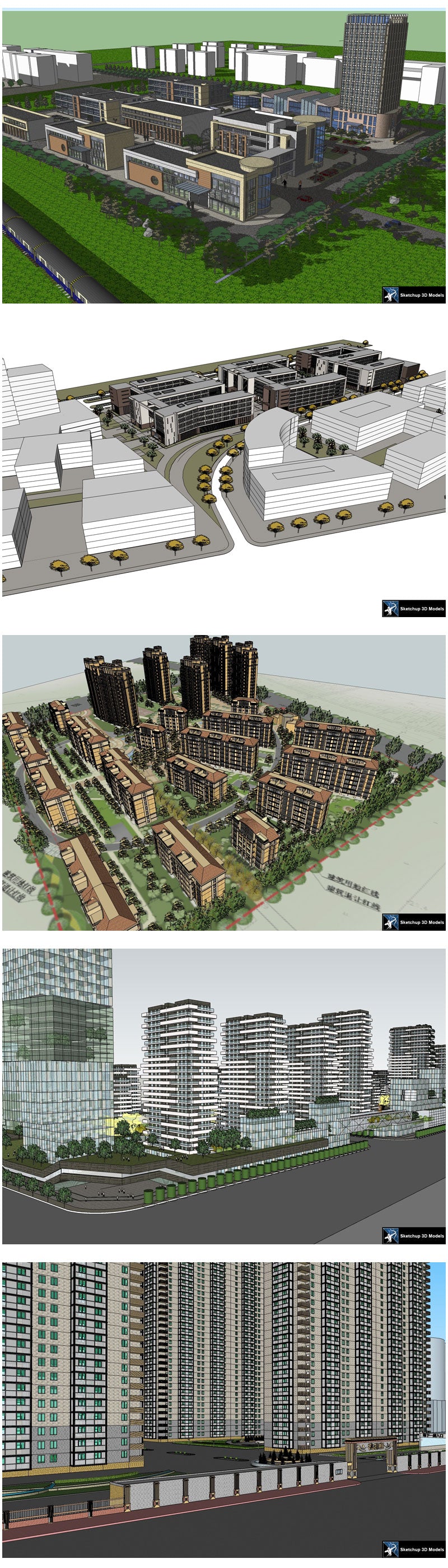 💎【Sketchup Architecture 3D Projects】Residential Building Landscape Sketchup Model V4