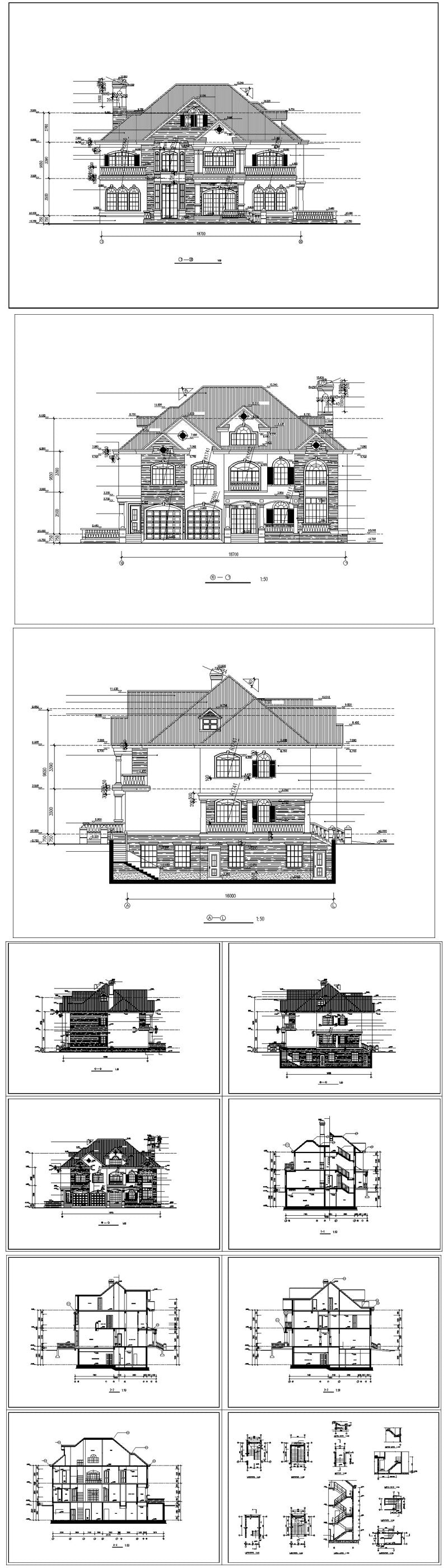 ★【Villa CAD Design,Details Project V.10】Chateau,Manor,Mansion,Villa@Autocad Blocks,Drawings,CAD Details,Elevation