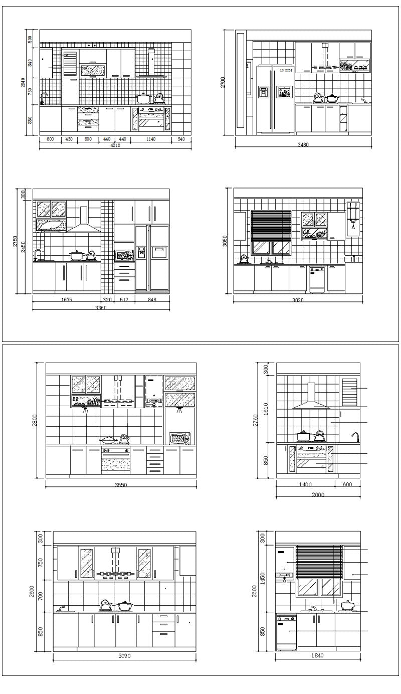 Various Kitchen Cabinet Autocad Blocks Elevation V 1 All