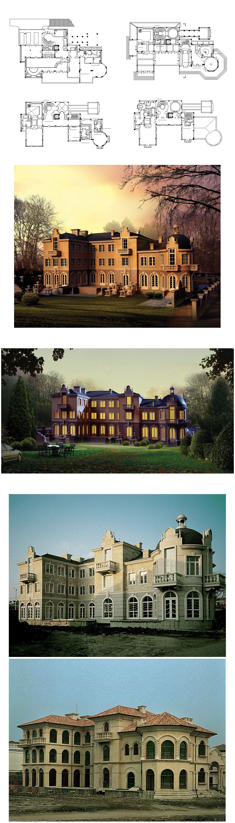 ★【Villa CAD Design,Details Project V.8-French Fontainebleau Style】Chateau,Manor,Mansion,Villa@Autocad Blocks,Drawings,CAD Details,Elevation