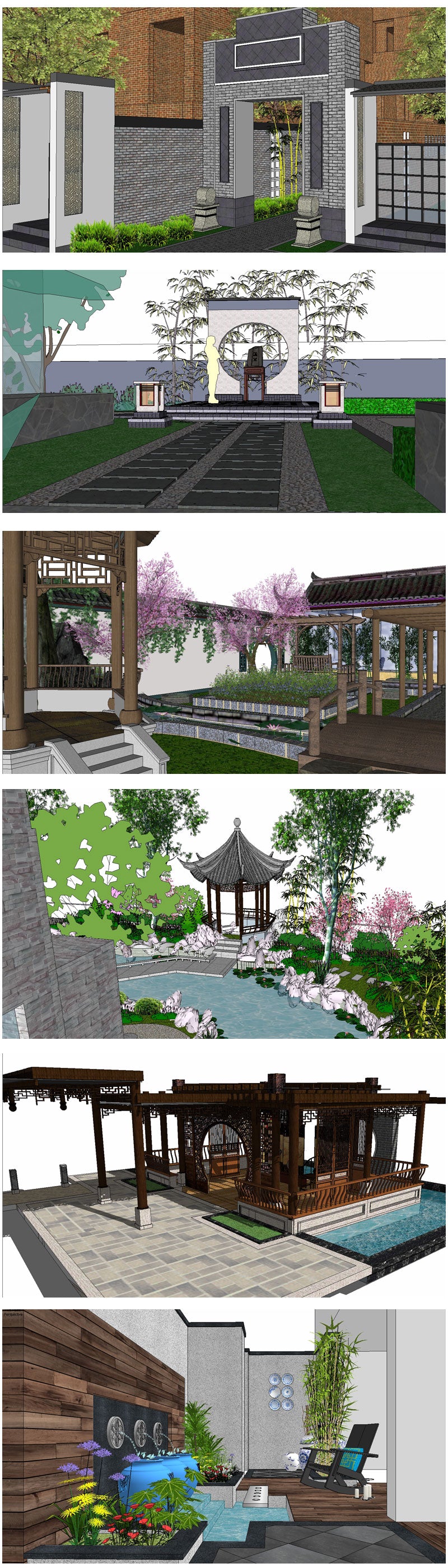 💎【Sketchup Architecture 3D Projects】12 Types of Chinese Garden Sketchup 3D Models