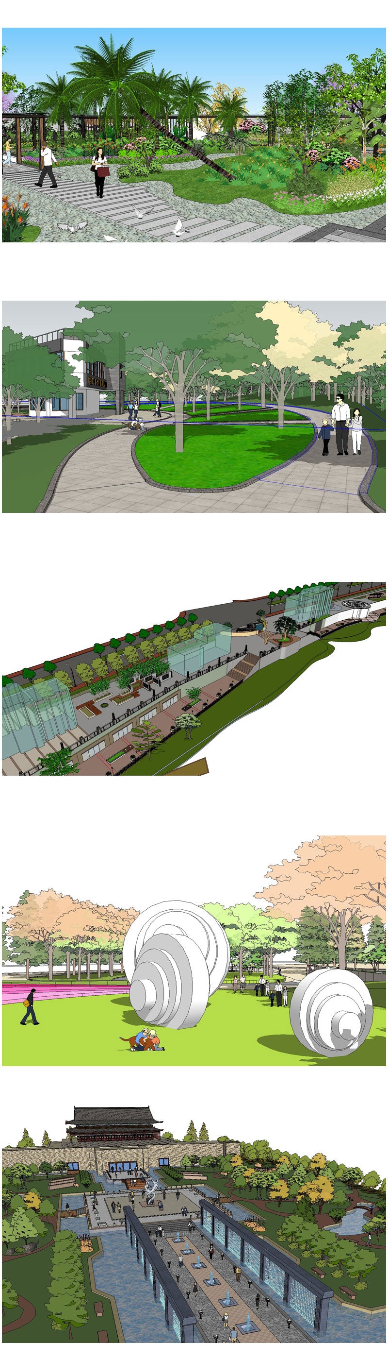 💎【Sketchup Architecture 3D Projects】20 Types of Park Landscape Sketchu