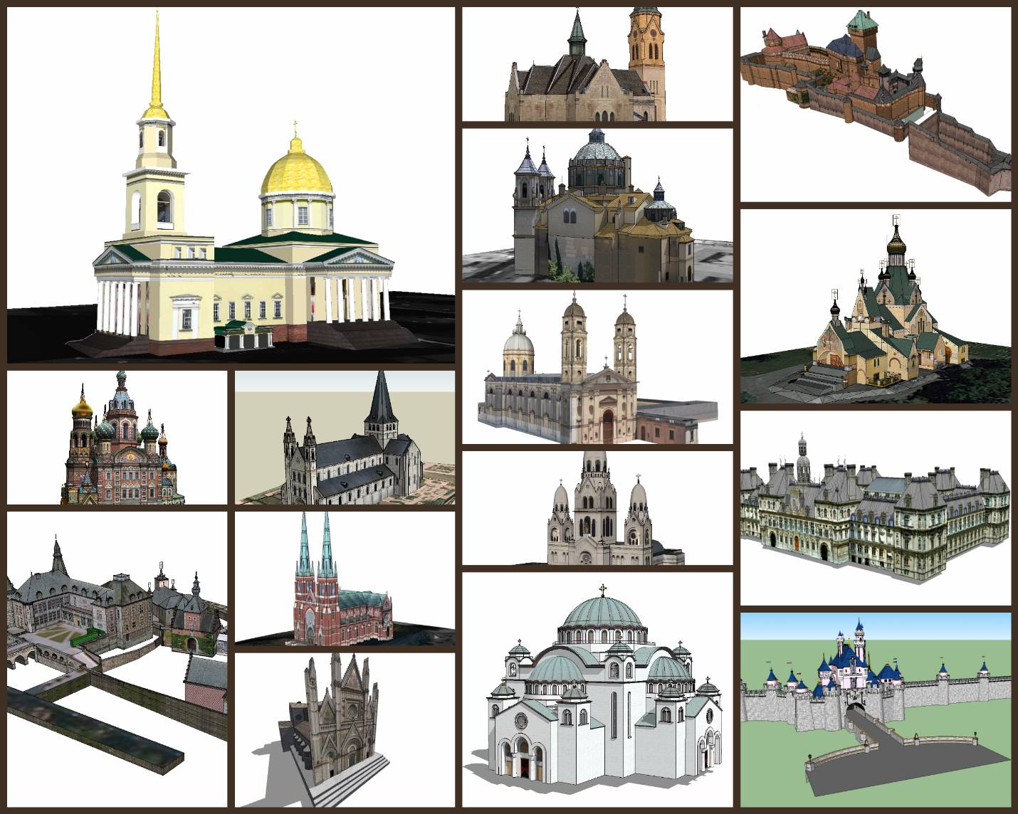 💎【Sketchup Architecture 3D Projects】15 Types of Castle Design Sketchup 3D Models V3