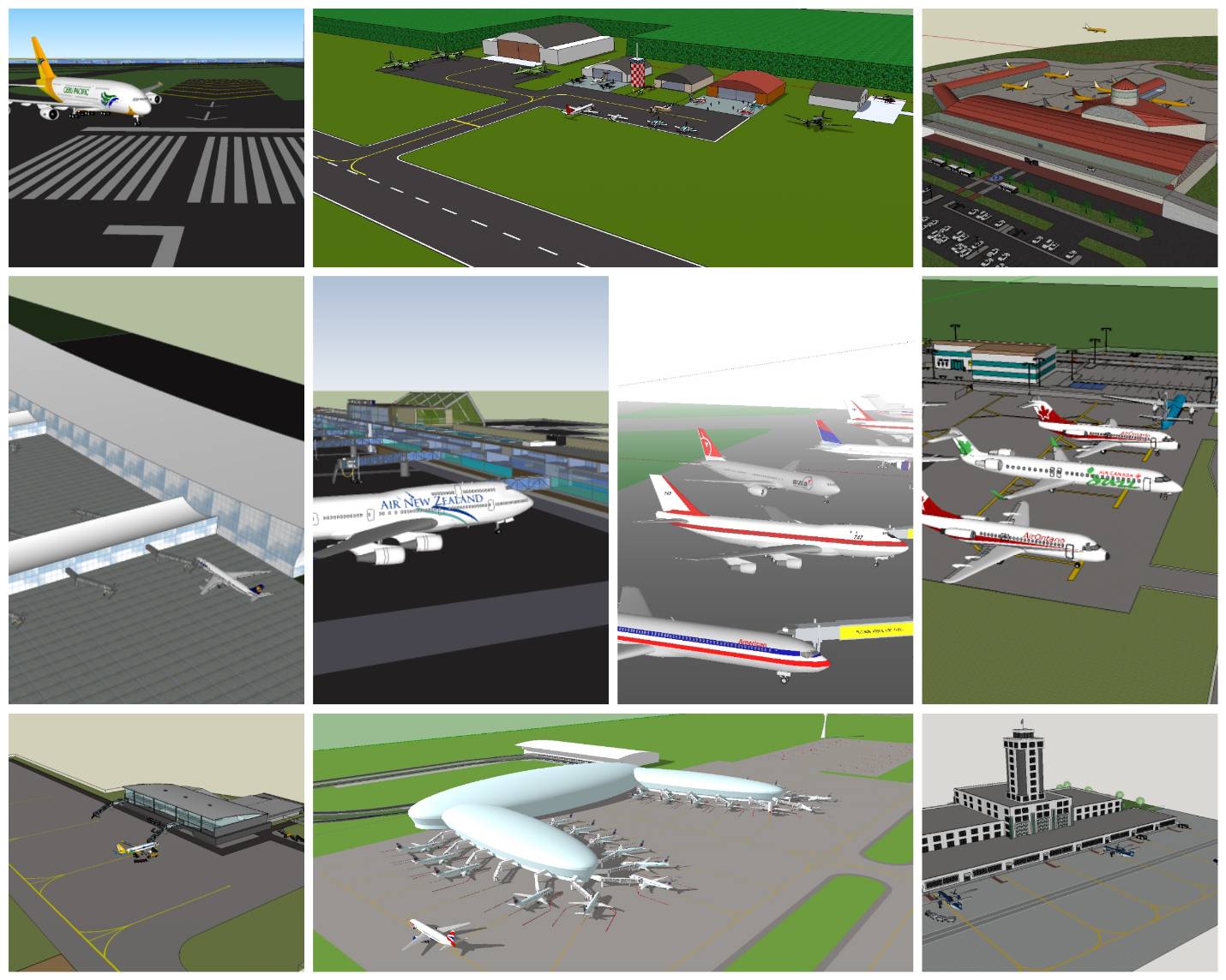 💎【Sketchup Architecture 3D Projects】10 Types of Airport Design Sketchup 3D Models V1